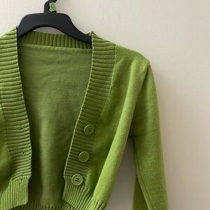 Cropped Green Cardigan